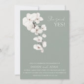 Invitation Sage Green Orchidées Blanches Elle A Dit Oui Fianç (Devant)