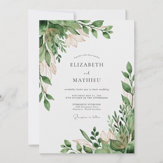 Invitation Sage Green Organic Nature Wedding (Devant)