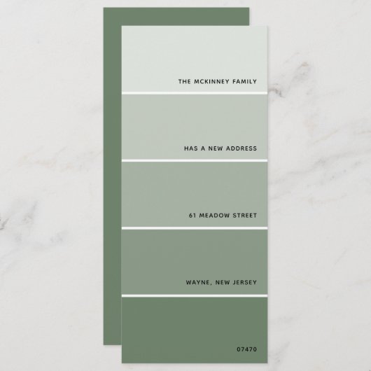 Invitation Sage Green Paint Swatch Nouvelle adresse (Devant / Derrière)