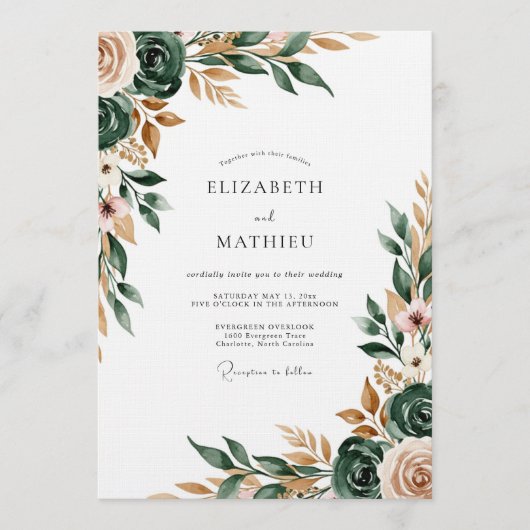 Invitation Sage Green Painterly Flourish Wedding (Devant)