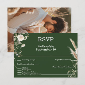 Invitation Sage Green & Pampas Boho RSVP