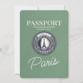 Invitation Sage Green Paris Passport Mariage (Dos)