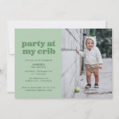 Invitation Sage Green Party à My Crib 1er anniversaire (Devant)