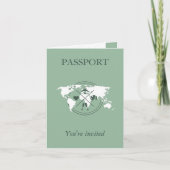 Invitation Sage Green Passeport Destination Mariage (Devant)