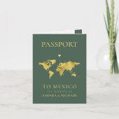Invitation Sage Green Passeport Voyage Destination Mariage (Devant)