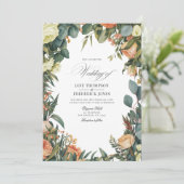 Invitation Sage Green, Peach, and Cream Floral Wedding (Debout devant)