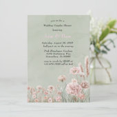 Invitation Sage Green Peony rose Mariage Couples Douche (Debout devant)