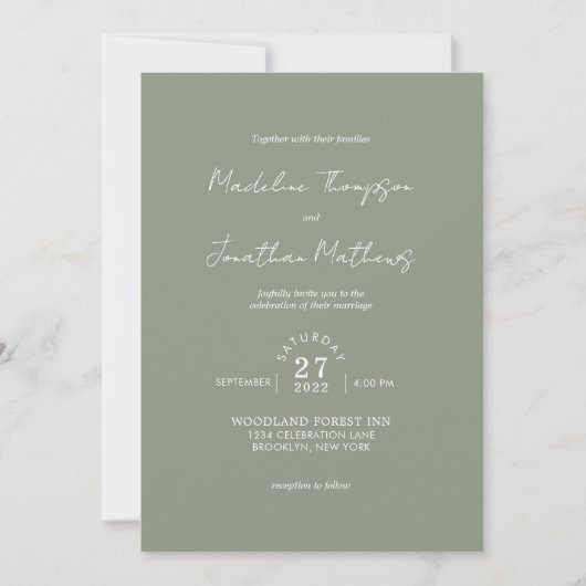 Invitation Sage Green Photo Budget Mariage QR Code Rsvp (Devant)