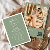 Invitation Sage Green Photo Code QR Mariage