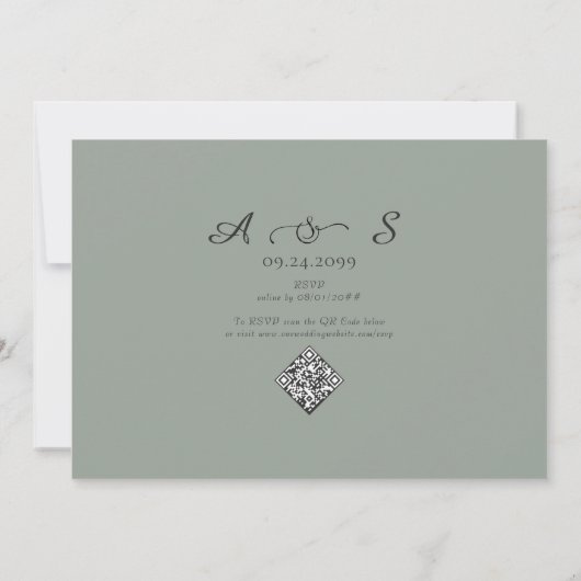 Invitation Sage Green Photo Élégant Monogramme Mariage offici (Dos)