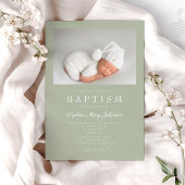Invitation Sage Green Photo moderne Baptême