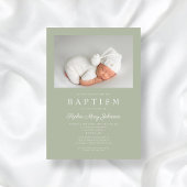 Invitation Sage Green Photo moderne Baptême