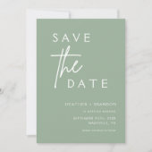 Invitation Sage Green Photo moderne Enregistrer les dates Inv (Devant)
