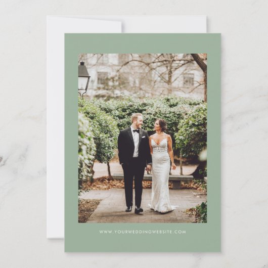 Invitation Sage Green Photo moderne Enregistrer les dates Inv (Dos)