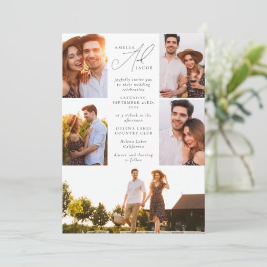 Invitation Sage Green Photo moderne QR Code Tout en un Mariag (Debout devant)