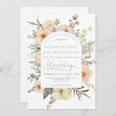 Invitation Sage Green Pine d'hiver Floral Mariage de Noël (Devant / Derrière)