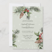 Invitation Sage Green Pine & Holly en Mariage de neige (Devant)