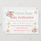 Invitation Sage Green & Pink Floral Photo Baby Dedication (Devant)