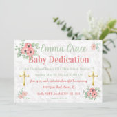 Invitation Sage Green & Pink Floral Photo Baby Dedication (Debout devant)