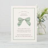 Invitation Sage Green Plaid Bow Élégant Baby shower (Debout devant)