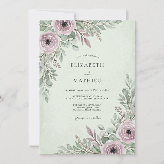 Invitation Sage Green Poetic Spring Wedding (Devant)