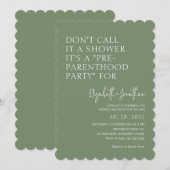 Invitation Sage Green Pre - Parenthood Party | Baby Shower  (Devant / Derrière)
