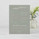 Invitation Sage Green Predictions Baby Shower Game Card (Debout devant)