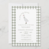 Invitation Sage Green Preppy Silly Little Goose Baby shower (Devant)
