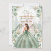 Invitation Sage Green Princess Castle et Forest Mis Quince (Devant)