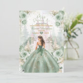 Invitation Sage Green Princess Castle et Forest Mis Quince (Debout devant)