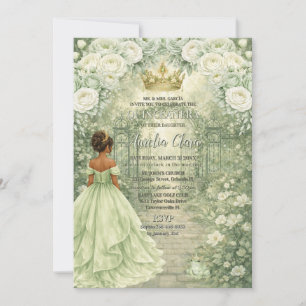 Invitation Sage Green Princess & Frog Fairytale Quinceañera