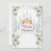 Invitation Sage Green Princesse et Château Floral Mis Quince (Dos)