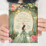 Invitation Sage Green Princesse Robe Gold Forest Mis Quince<br><div class="desc">Sage Green Princess Robe d'or Forêt Mis Quince Invitation Quinceanera 15 Anos,  16e Anniversaire Papillon d'or</div>