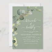 Invitation Sage Green QR Code Brunch & Bubbly Eucalyptus (Devant)