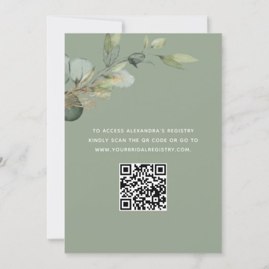 Invitation Sage Green QR Code Brunch & Bubbly Eucalyptus (Dos)