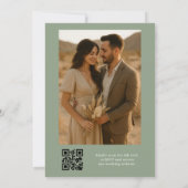 Invitation Sage Green QR Code Élégant Mariage photo (Dos)