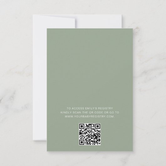 Invitation Sage Green QR Code Fleur sauvage Baby in Bloom Dou (Dos)