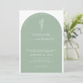 Invitation Sage Green QR Code Mariage Arc 2 en 1 (Debout devant)