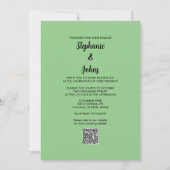 Invitation Sage Green QR Code noir Script simple Mariage (Devant)