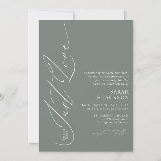 Invitation Sage Green QR Code Rien De Fancy Just Love Mariage (Devant)