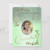 Invitation Sage Green Quince Gold Parties scintillant Photo Q (Devant)