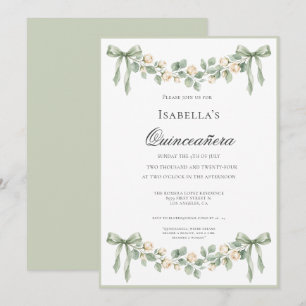 Invitation Sage Green Quinceañera Élégante Célébration 15