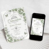 Invitation Sage Green Quinceanera Floral