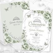 Invitation Sage Green Quinceanera Floral