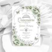 Invitation Sage Green Quinceanera Floral