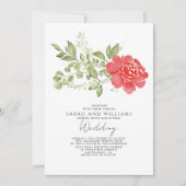Invitation Sage Green Red Floral Boho Mariage (Devant)