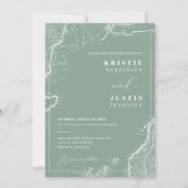 Invitation Sage Green Retro Voyage QR Code Mariage photo (Devant)