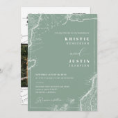 Invitation Sage Green Retro Voyage QR Code Mariage photo (Devant / Derrière)