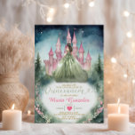 Invitation Sage Green Robe Forêt Château rose 16 Quinceañera<br><div class="desc">Sage Green Robe Forêt Château rose 16 Quinceañera Invitation Rose Flore Vert Forêt Marine Ciel bleu Mis Quince 15 Anos,  16e Anniversaire</div>