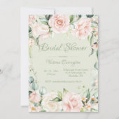 Invitation Sage Green & Rose Floral Elégante Fête des mariées (Devant)